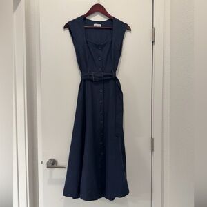 Calvin Klein Navy Button-Down Midi Dress